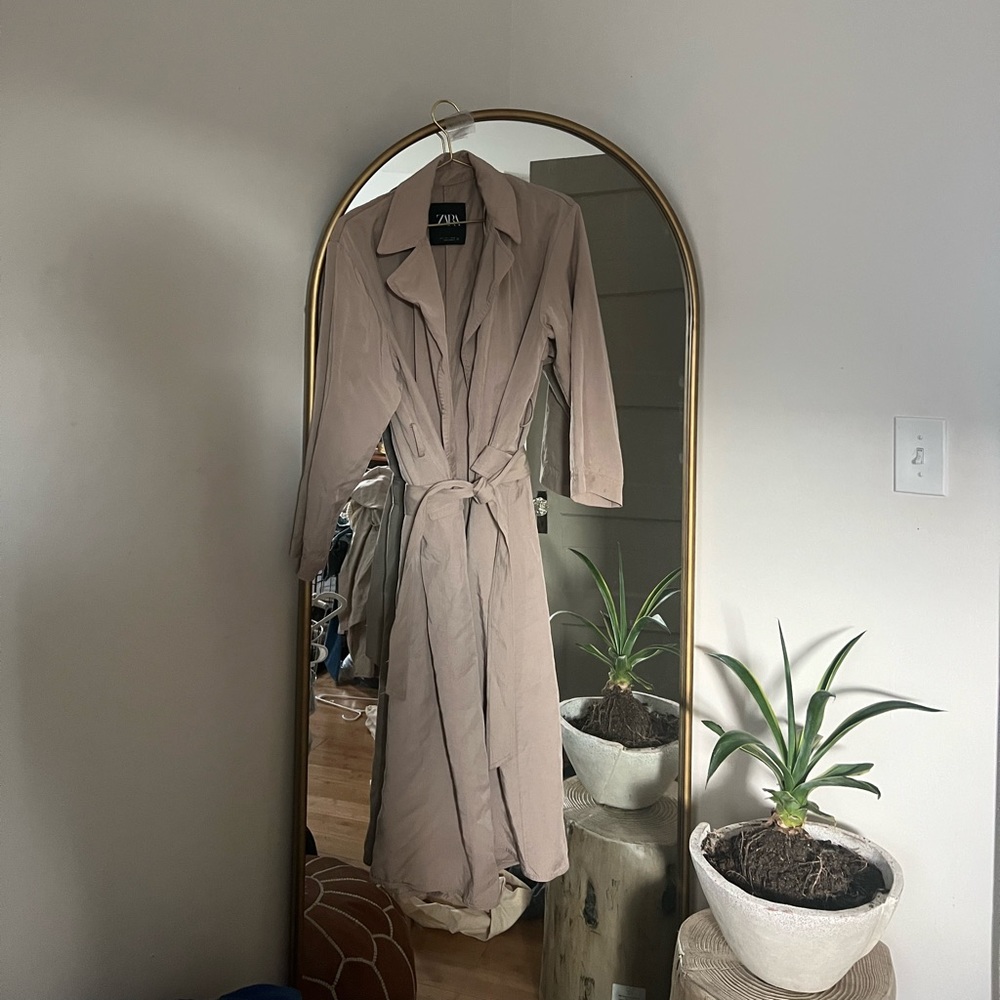 Zara, long line belted, topcoat size large trenchcoat